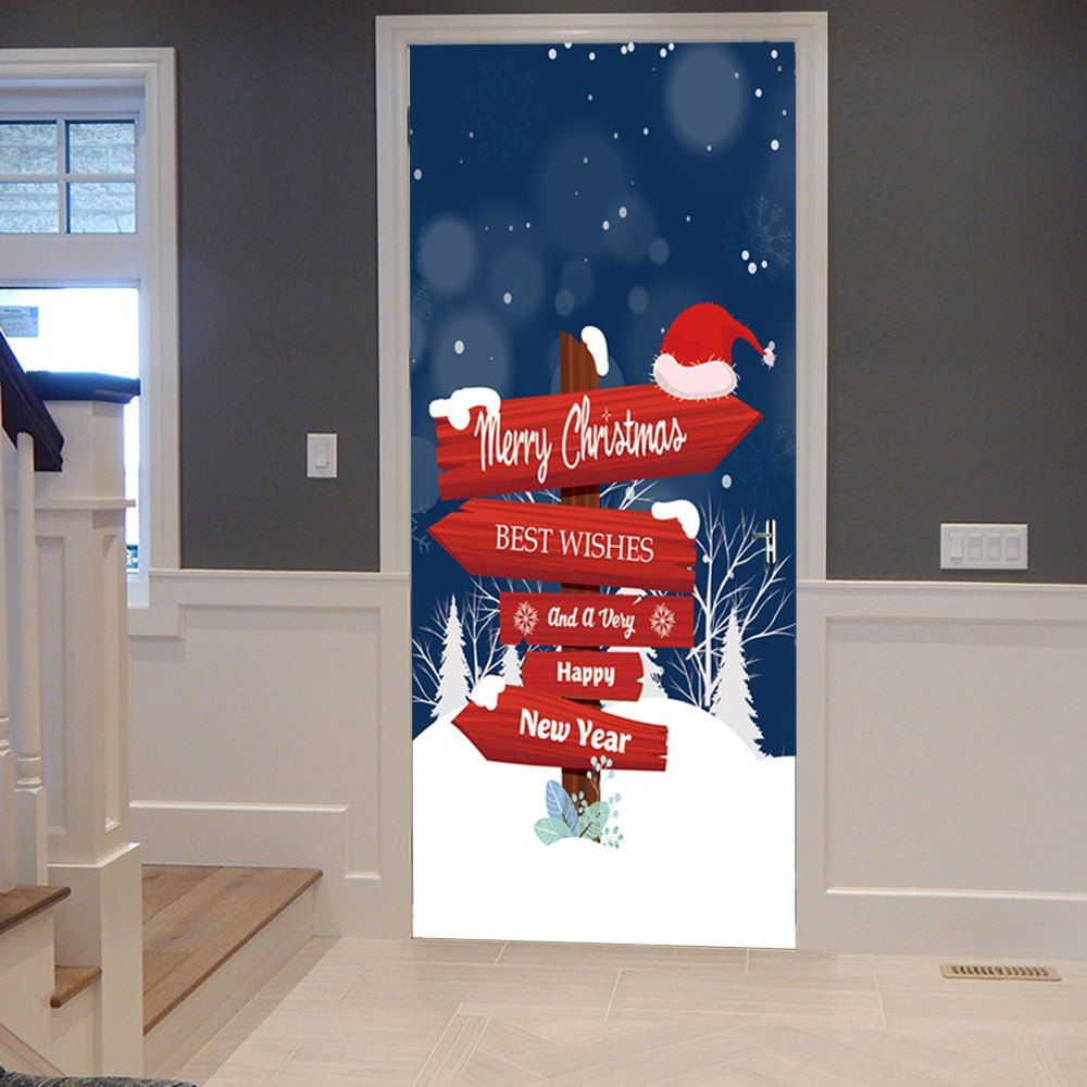 

Christmas Fingerpost Printed Door Decor Stickers, Colormix