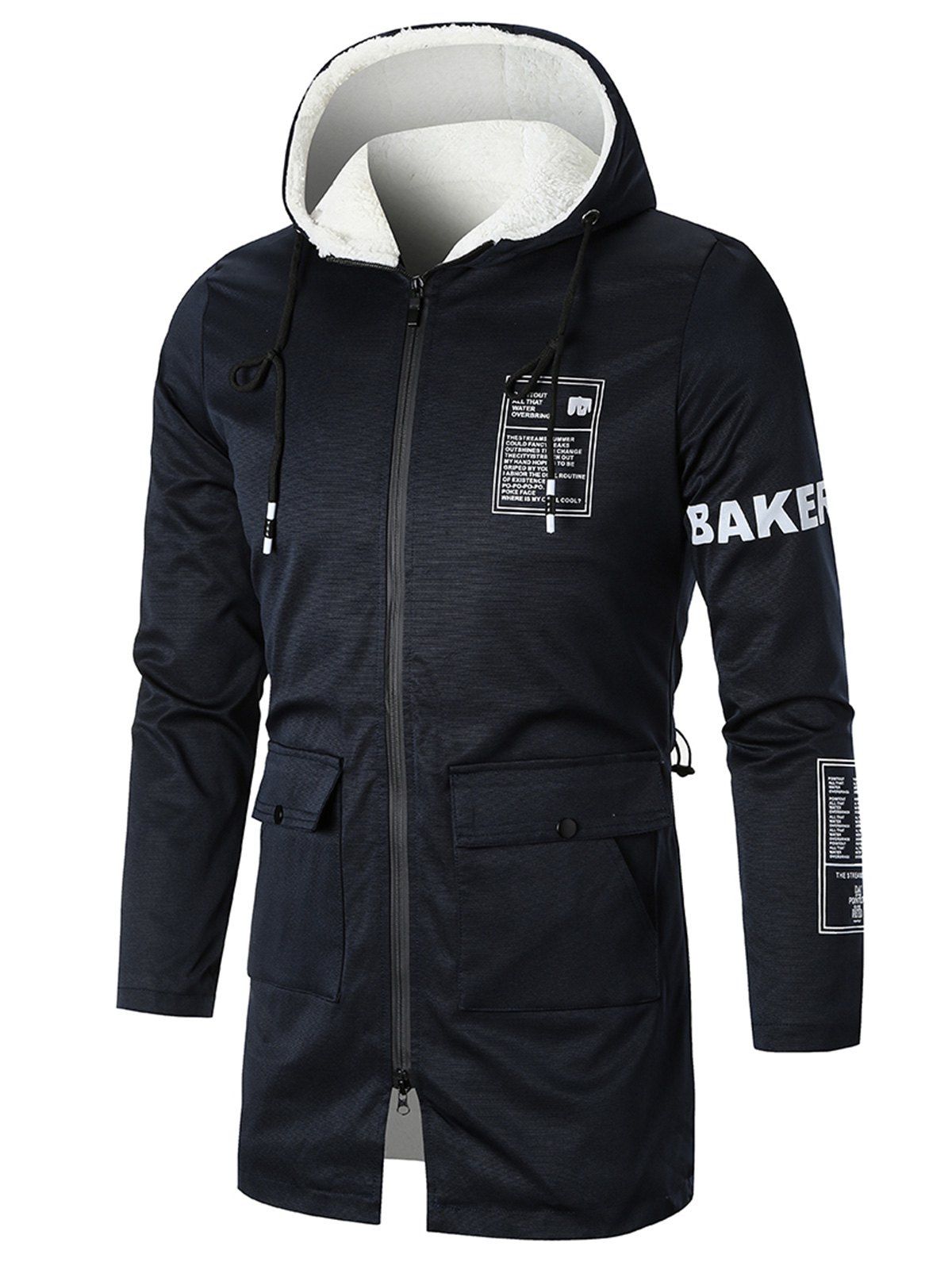 [68 OFF] Cordlock Waist Vented Hem Hooded Graphic Jacket Rosegal