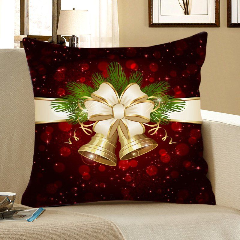 

Christmas Bell Printed Square Pillow Case, Colorful