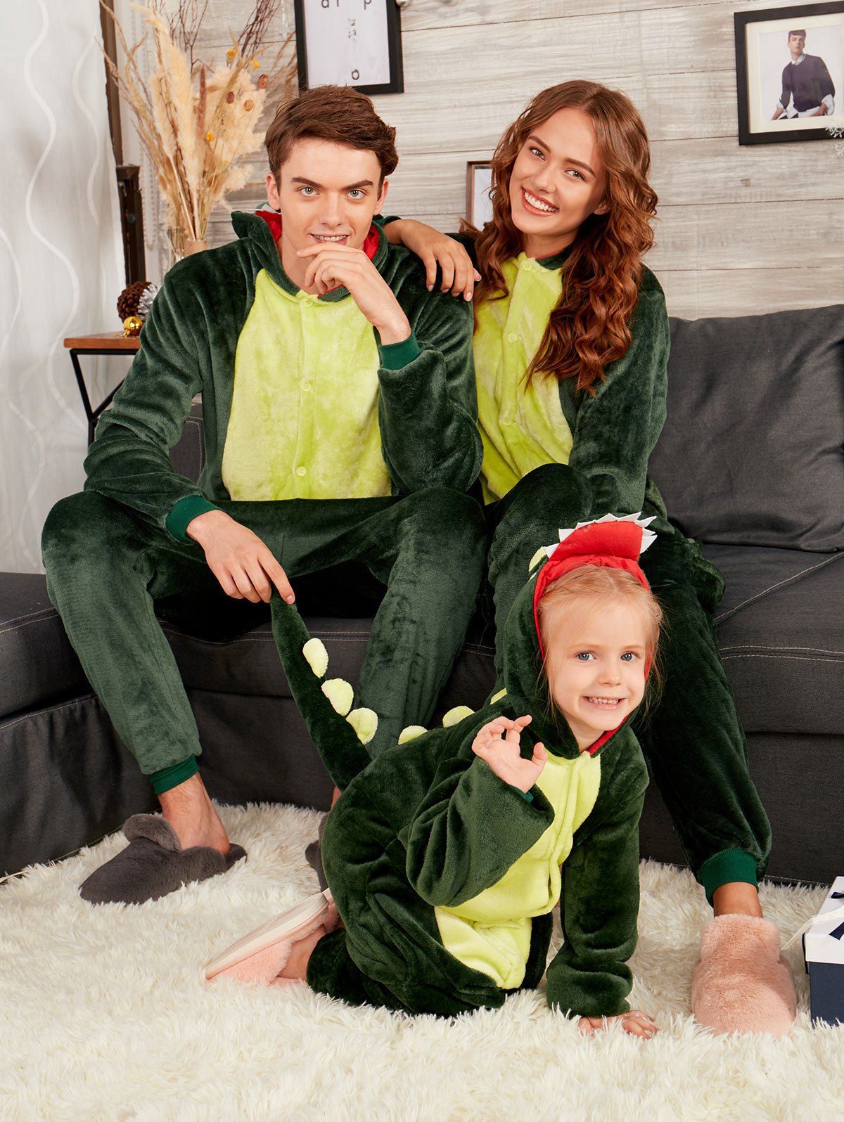 

Dinosaur Animal Onesie Matching Family Christmas Pjs, Deep green