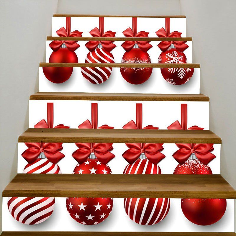 

DIY Red Festival Ball Printed Decorative Stair Stickers