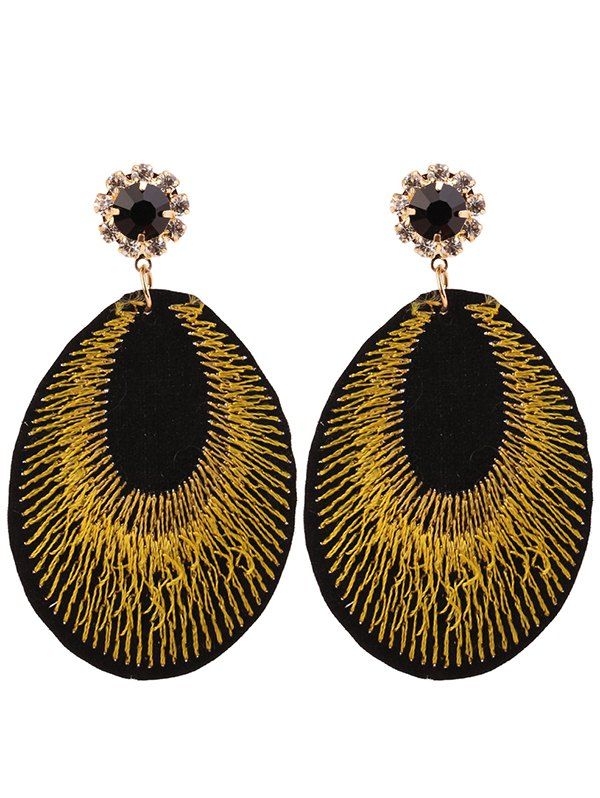 

Bohemian Rhinestone Embroidery Teardrop Earrings, Yellow