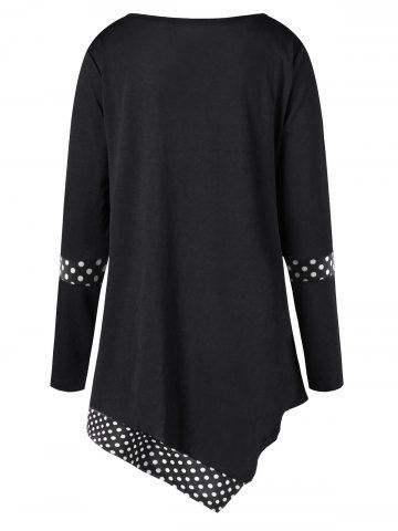 

Asymmetrical Polka Dot Tunic Plus Size T-shirt, Black