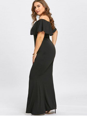 

Plus Size Off The Shoulder Maxi Mermaid Dress, Black
