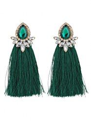 Faux Gem Rhinestone Tassel Teardrop Earrings -  