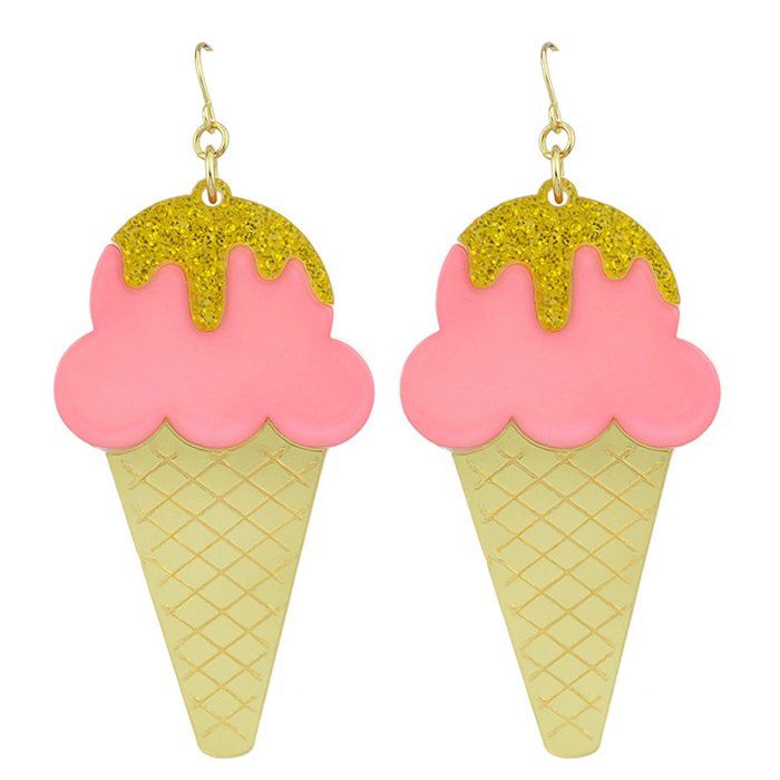 

Ice Cream Style Metallic Drop Earrings, Yellow