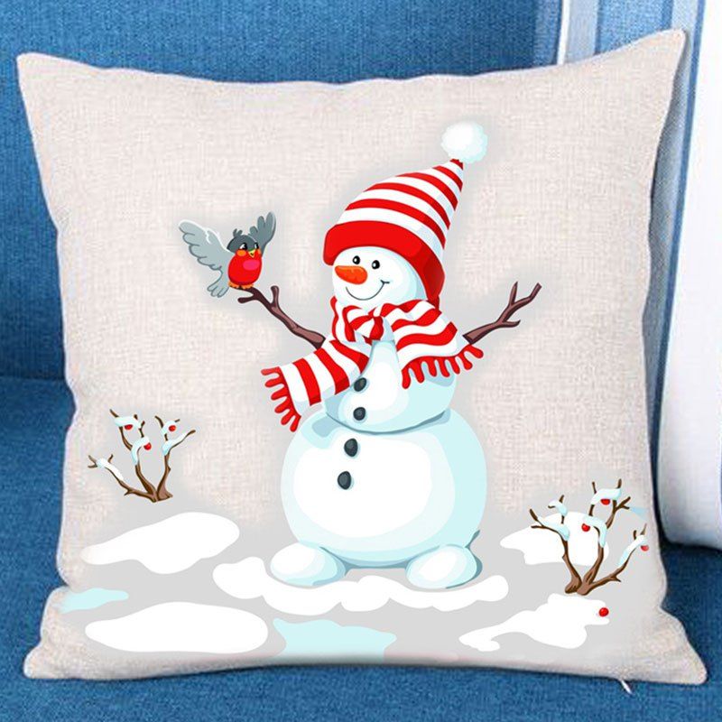 

Branches Snowman Pattern Decorative Pillow Case, Colorful