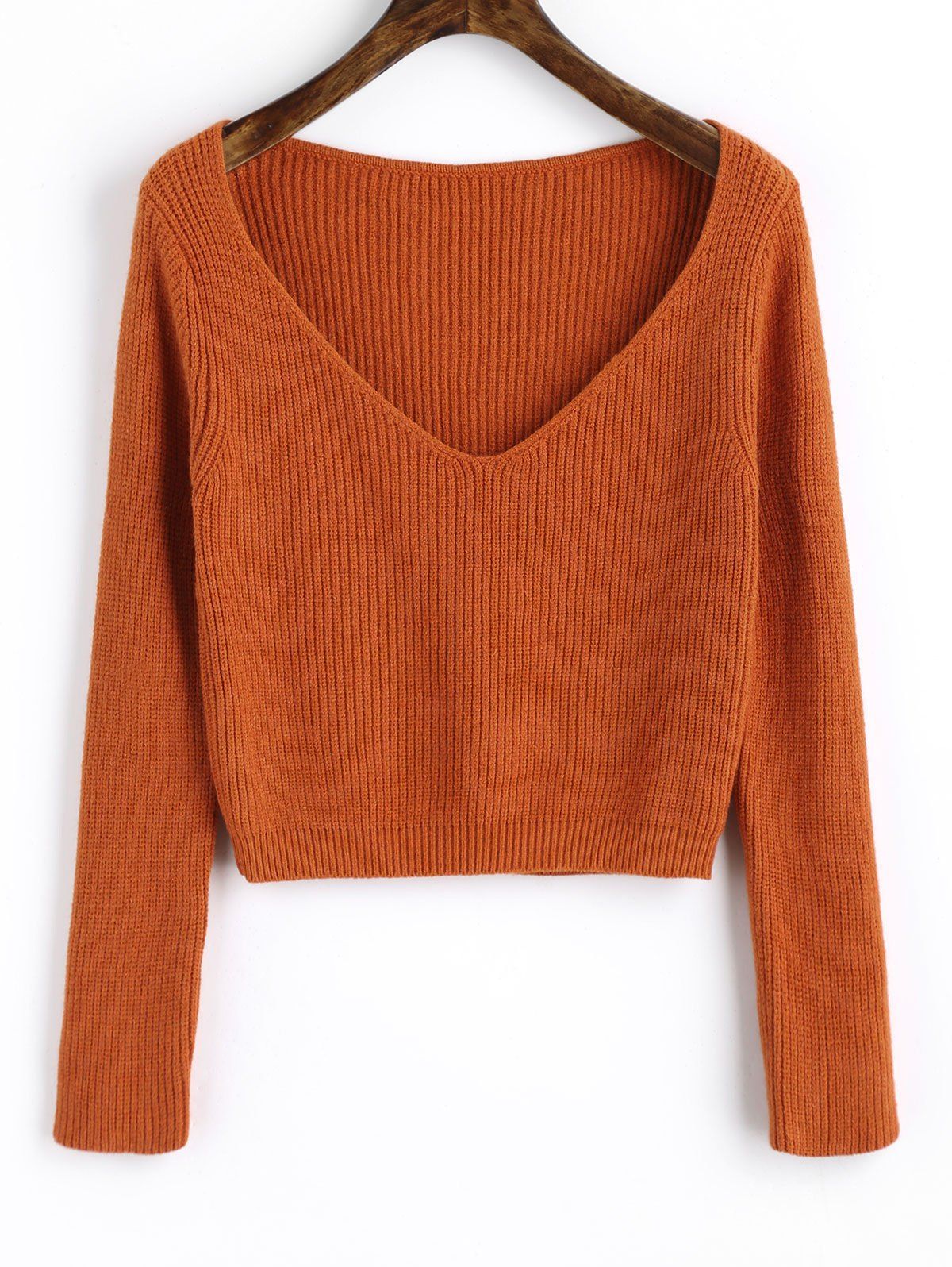 [36% OFF] V Neck Cropped Pullover Sweater | Rosegal