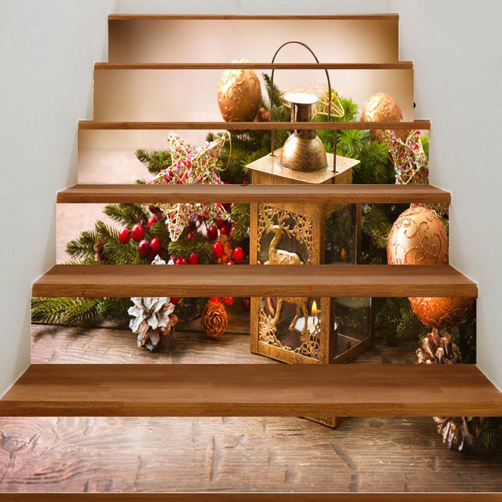 

Christmas Candle Lantern Print DIY Decorative Stair Stickers, Colormix