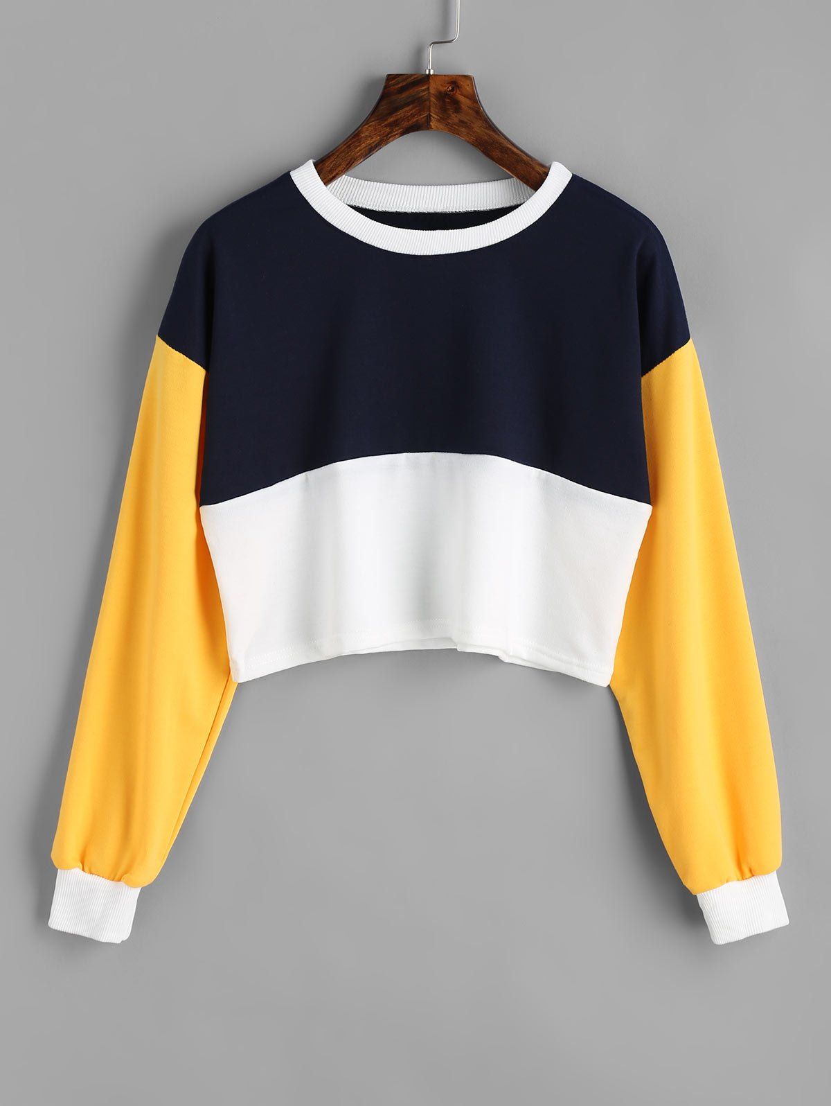 

Contrast Cropped Sweatshirt, Purplishblue + white
