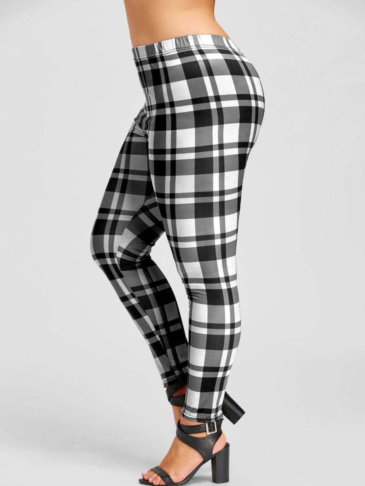 red plaid plus size pants