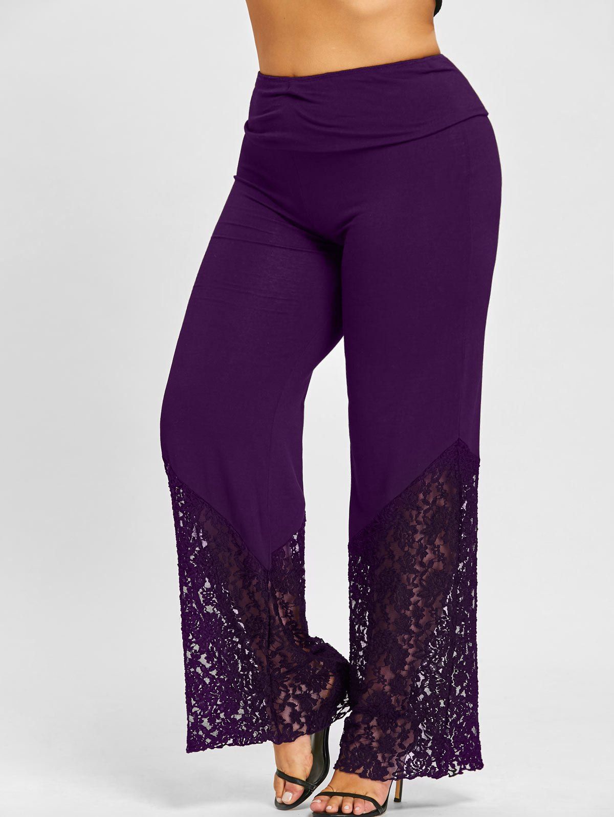 

Plus Size Lace Hem Palazzo Pants, Concord