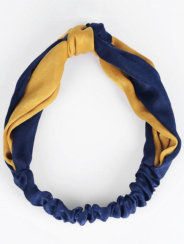 

Vintage Two Tone Knot Elastic Hair Band, Blue and orange