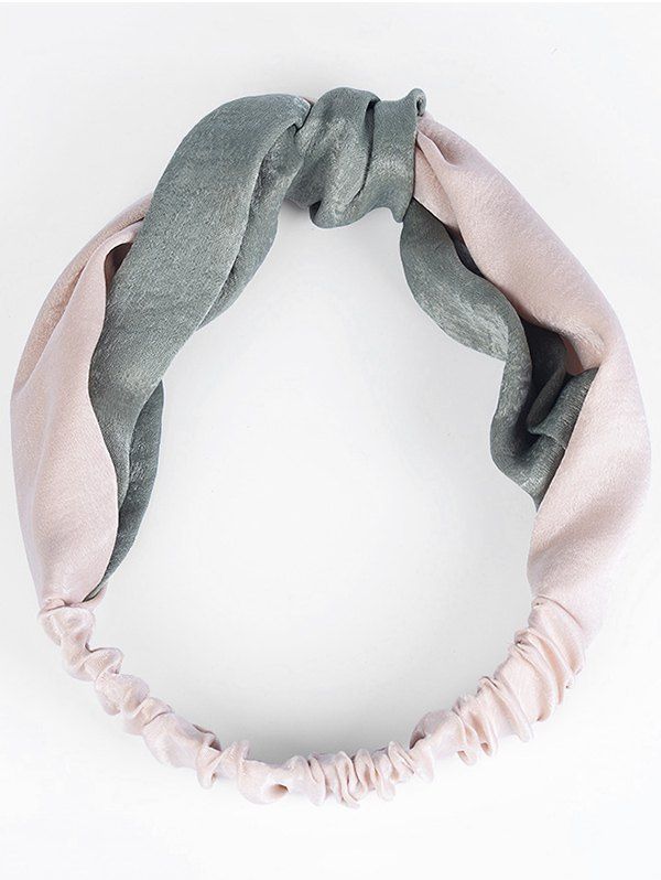 

Vintage Two Tone Knot Elastic Hair Band, Cyan and grey