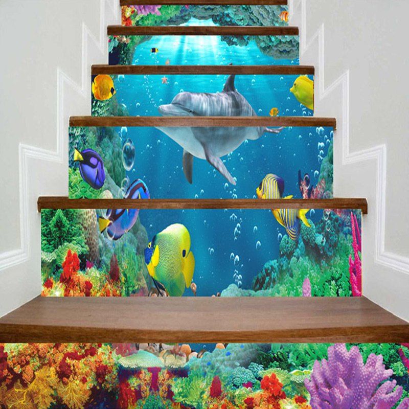 

Sea World Animal Printed Decorative Stair Stickers, Colormix