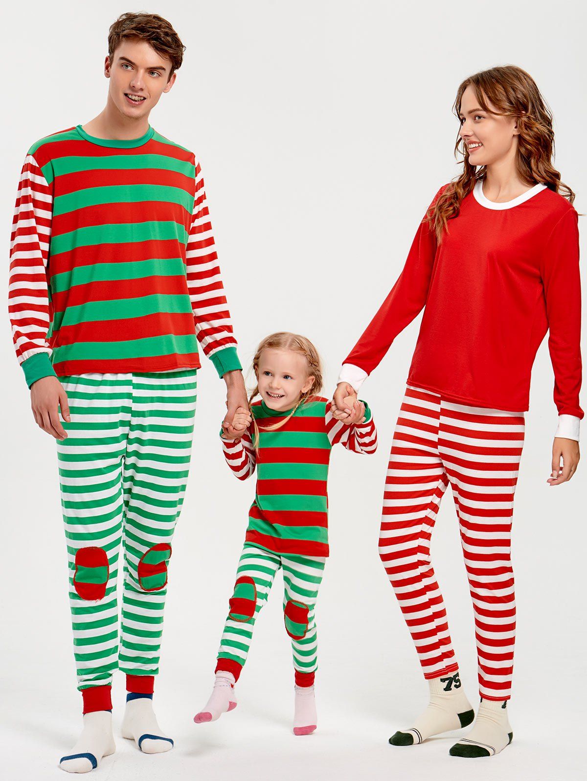 

Patched Stripe Family Christmas Pajama Set, Red