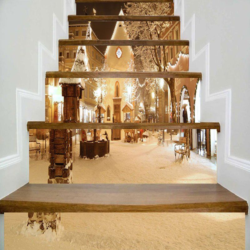 

Christmas Snowscape Print Decorative Stair Stickers, Colormix