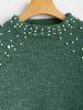 Mock Neck Faux Pearl Sweater -  