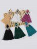 Faux Gem Rhinestone Tassel Teardrop Earrings -  