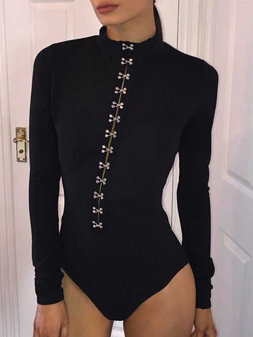 

Long Sleeves High Neck Bodysuit, Black