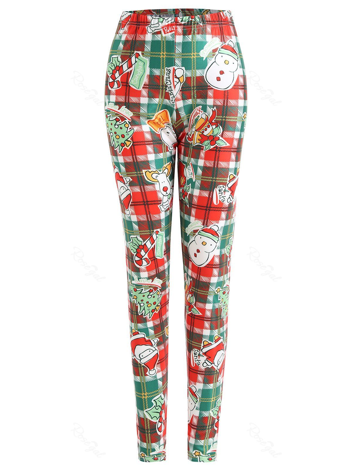 

Plus Size Christmas Allover Print Leggings, Green