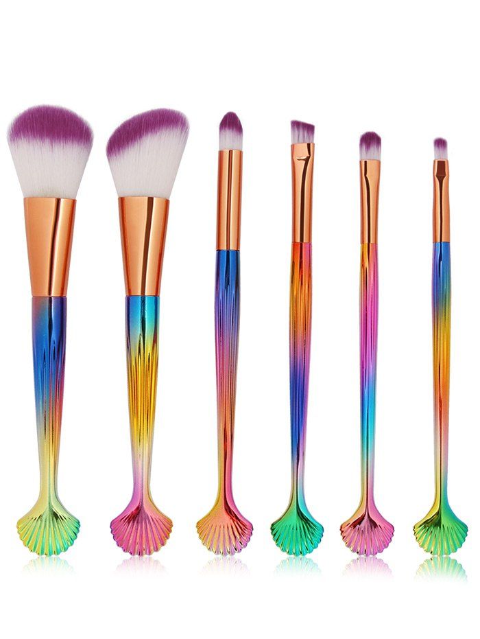 

6 Pcs Shell Makeup Brush Set, Colorful