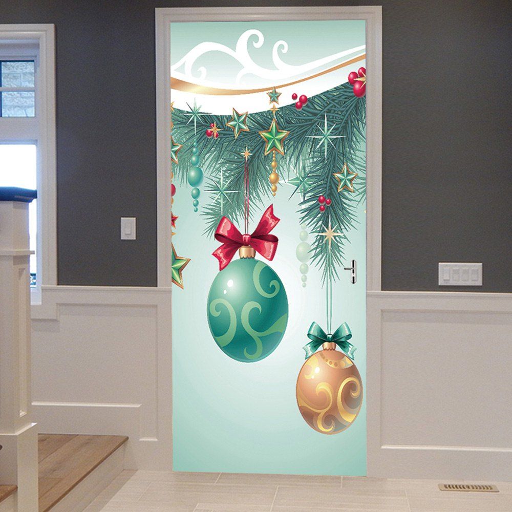 

Christmas Tree Baubles Pattern Door Cover Stickers, Colormix