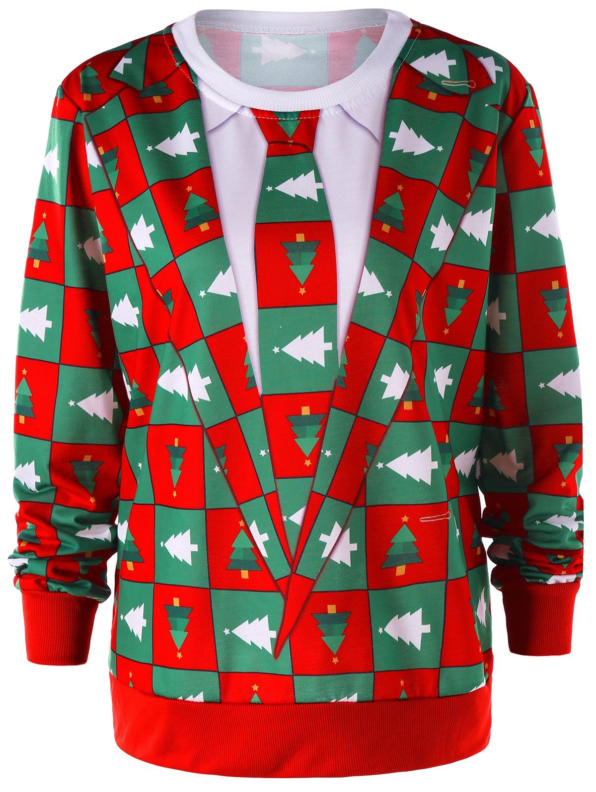 

Christmas Pinetree Graphic Crew Neck Sweatshirt, Colormix