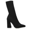 Chunky Heel Point Toe Stretch Sock Boots -  