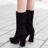 Chunky Heel Point Toe Stretch Sock Boots -  