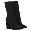 Chunky Heel Point Toe Stretch Sock Boots -  