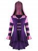 Hooded High Low Corset Double Breasted Coat -  