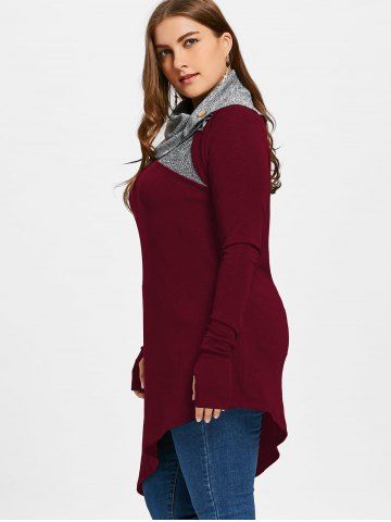 

Plus Size Thumb Hole Asymmetrical Longline Top, Burgundy