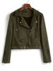 Faux Suede Zip Up Belted Jacket -  