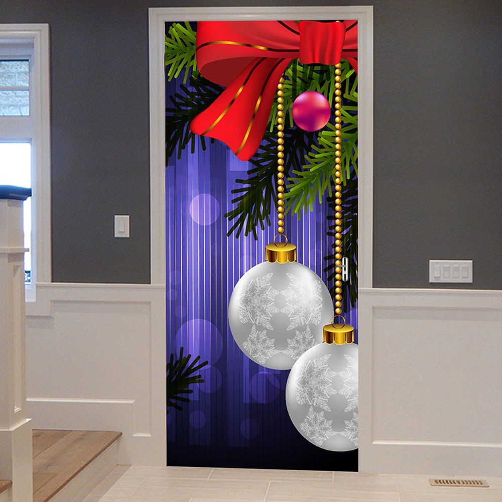 [72 OFF] Christmas Hanging Balls Pattern Door Cover Stickers Rosegal