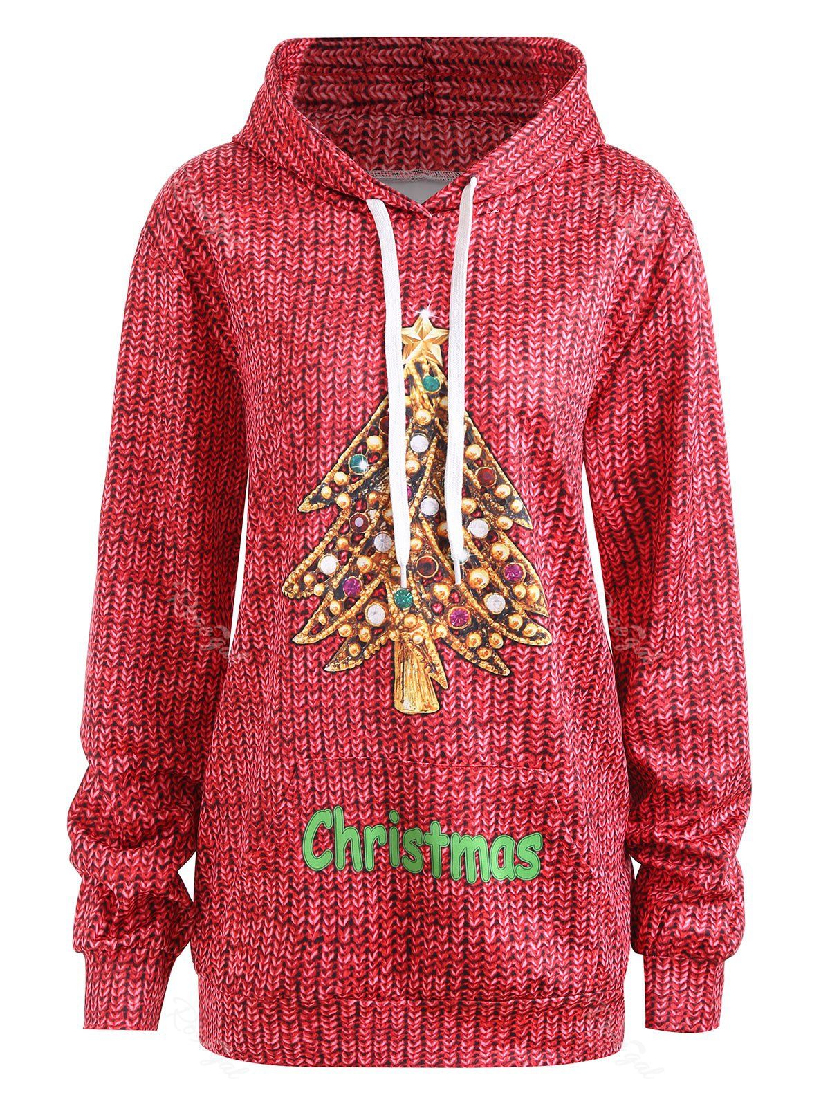 

Plus Size Christmas Hoodie with Pockets, Red