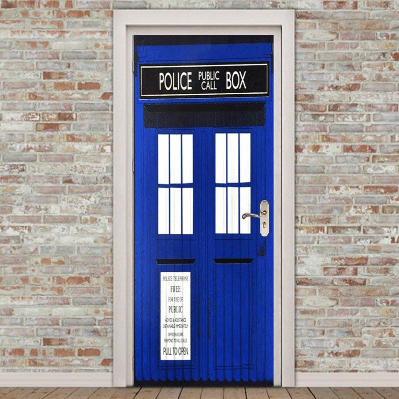 

Environmental Removable Blue Police Station Printed Door Stickers