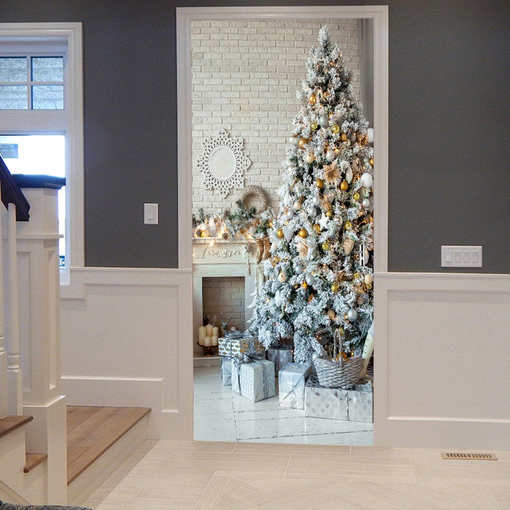 

Christmas Tree Pattern Door Decor Stickers, Colormix