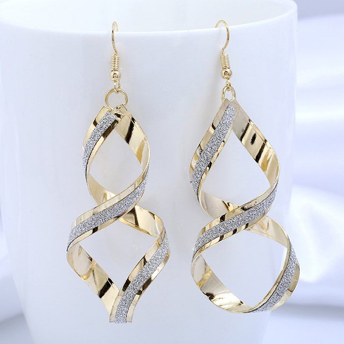 

Spiral Geometrical 8-shape Drop Earrings, Golden