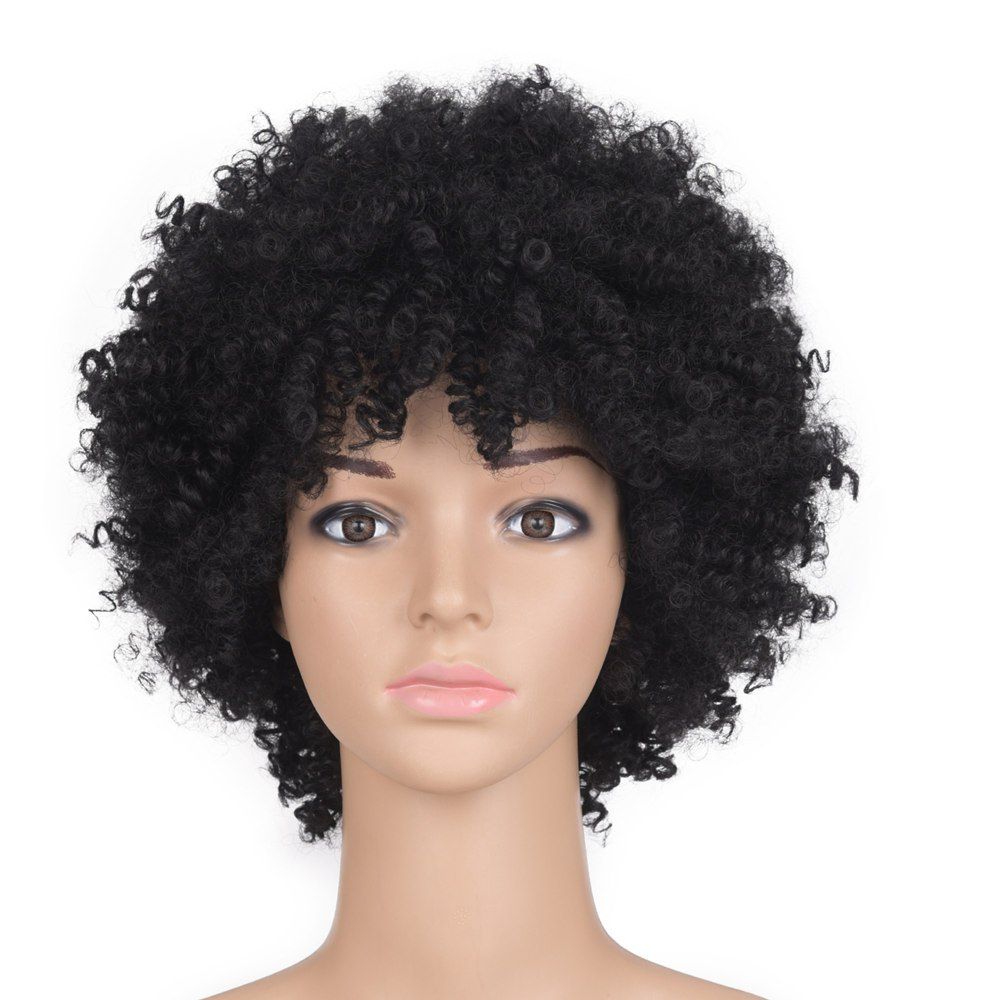 [30 Off] Medium Side Bang Fluffy Afro Kinky Curly Synthetic Wig Rosegal