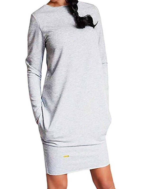 

Casual Long Sleeve Dress, Light gray