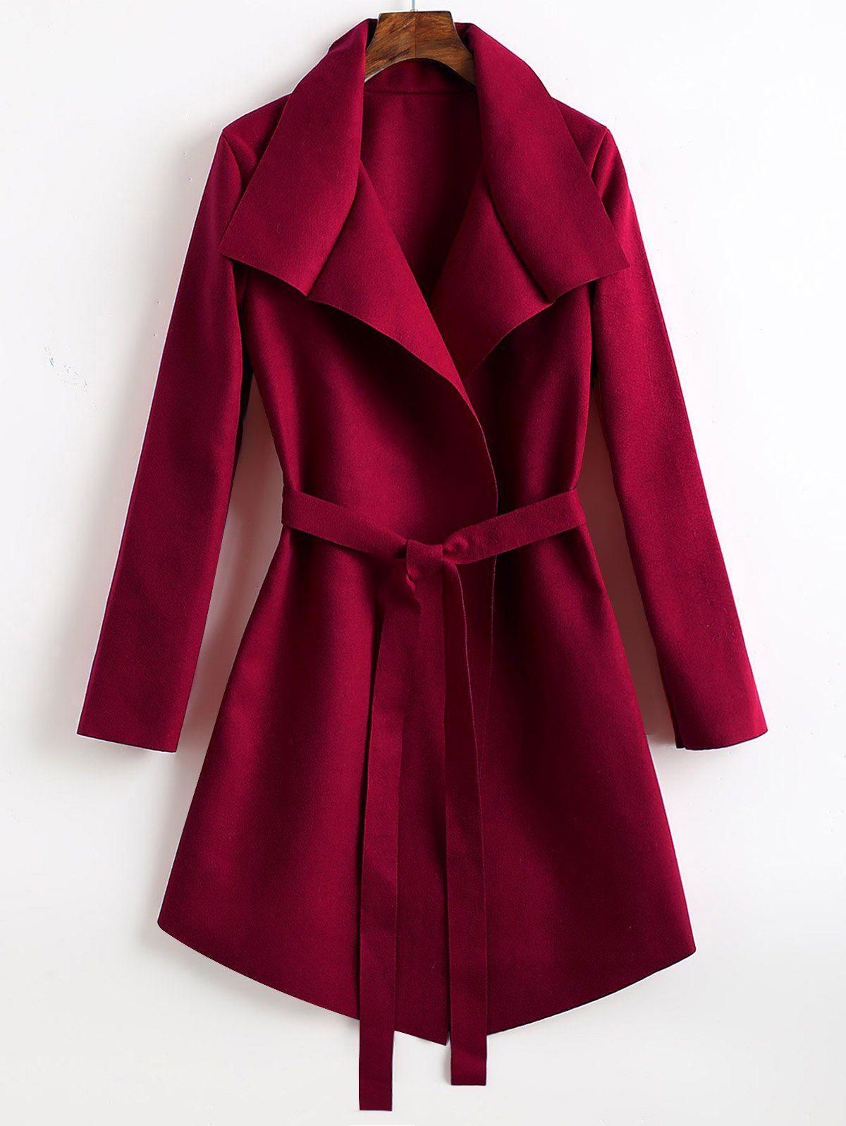 Shop Belted Wool Blend Asymmetrical Coat  