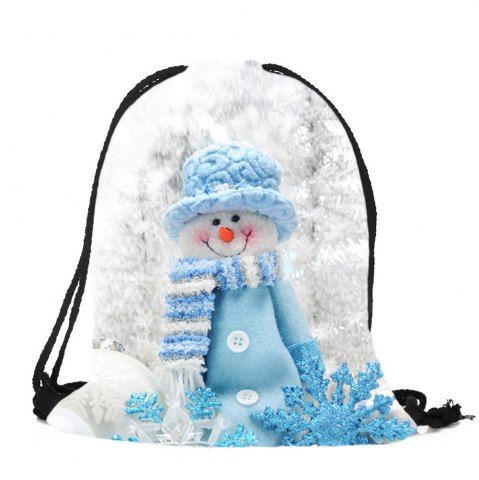 Store Snowman Pattern Christmas Gift Candy Bag Drawstring Backpack  
