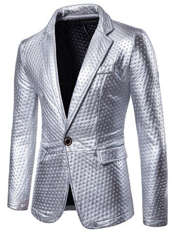 [36% OFF] One Button Flap Pocket Metallic Color Blazer | Rosegal