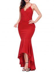 Robe de bal en dentelle à dos nu et sirène -  