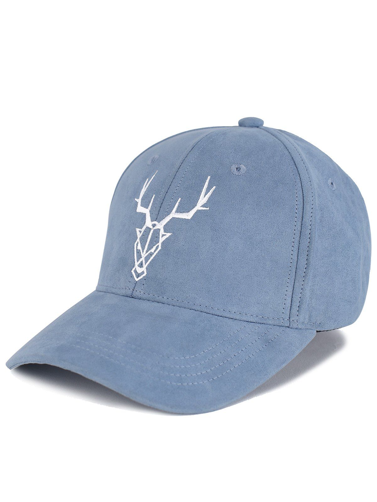 

Outdoor Elk Head Pattern Faux Suede Baseball Hat, Stone blue