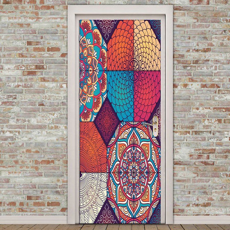 

Decorative Bohemia Pattern Eco-friendly Door Stickers, Colorful
