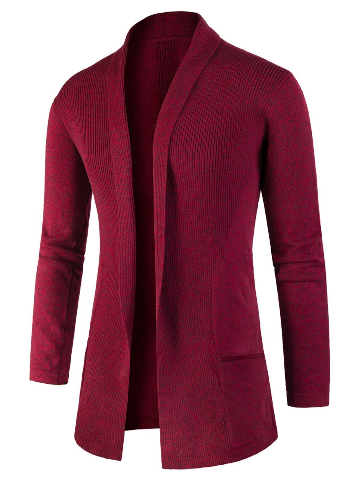 

Jacquard Knitted Open Front Cardigan, Deep red