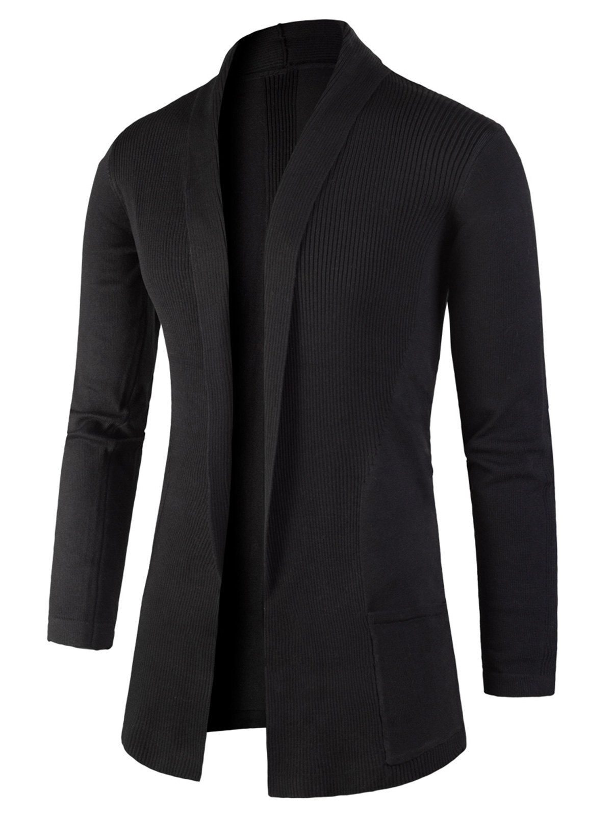 

Jacquard Knitted Open Front Cardigan, Black