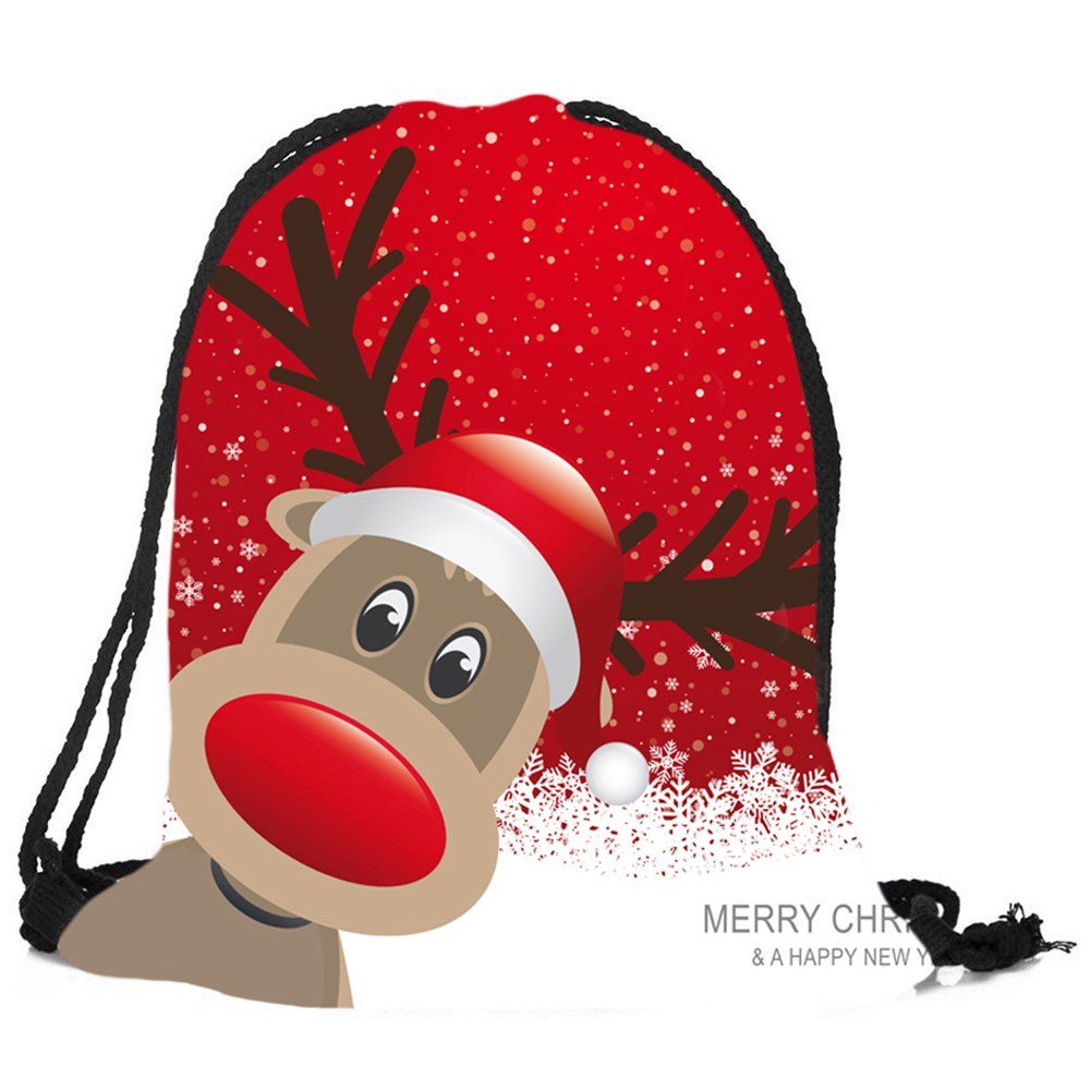 

Cartoon Deer Pattern Christmas Candy Bag Drawstring Backpack, Colorful